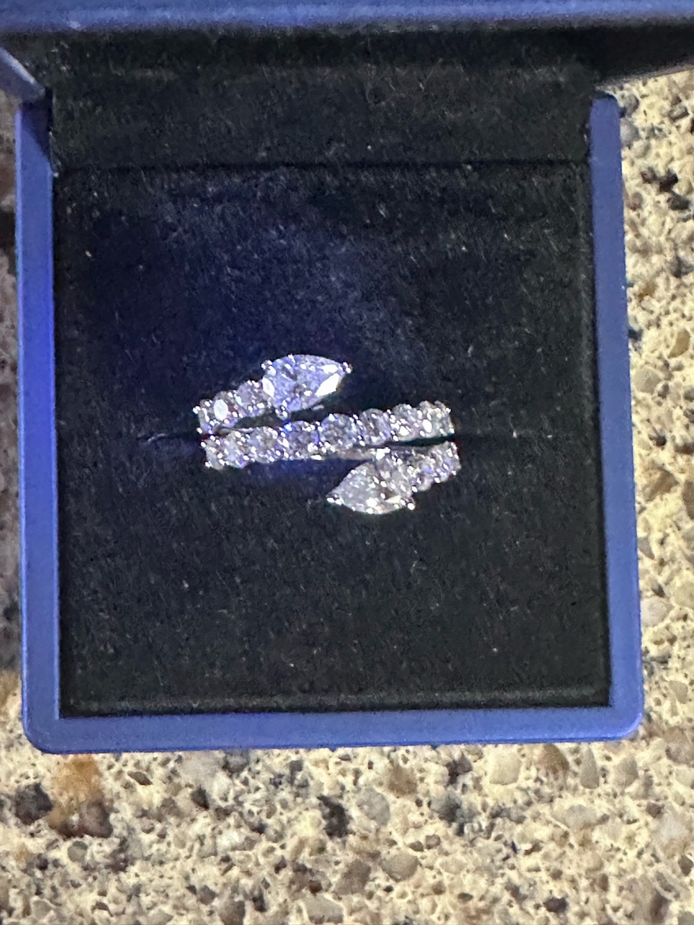 14k white gold lab diamond round and pear wrap ring 2.47 ct F/VS